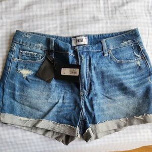 PAIGE Women's Distressed Blue Jean Shorts